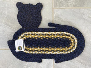 Geflochtener Katzenform Jutefaser Teppich 14,5" x 19,5" Erde Teppiche Marineblau & Gold - Bild 1 von 1
