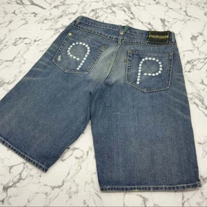 Pantalones cortos informales de mezclilla para hombre Parish azul medio nuevos con etiquetas - Imagen 1 de 7