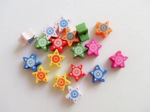 20pz misti perline in legno stella 14x14mm colore vari - Foto 1 di 1