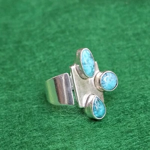Navajo Native American Ronnie Willie Sterling Turquoise Adjustable Ring - Sz 8.5 - Picture 1 of 6