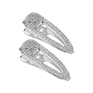 2PCS Silver Hair Clips Barrettes Glitter Rhinestones Hair Pins Hair Accessori... - Picture 1 of 8