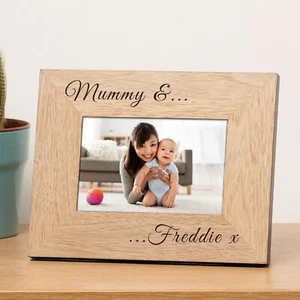 Personalised Oak Veneer Photo Frame – "Mummy &…" Engraved Gift for Mum - Picture 1 of 2