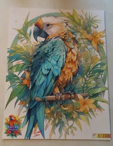 Ara uccellino tropicale disegno illustrazione stampa artistica 8,5x11 per chiave - 8/100 - Foto 1 di 8