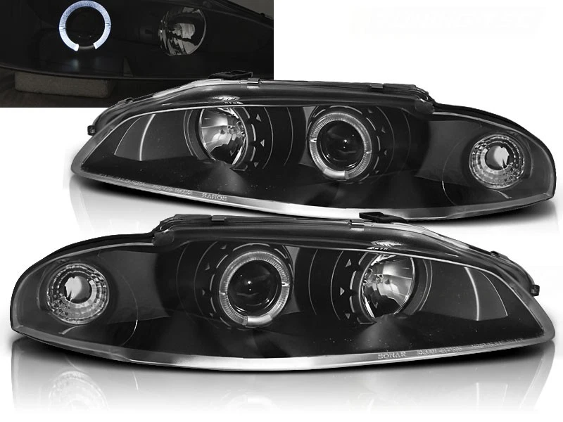 headlights for MITSUBISHI ECLIPSE 1997 1998 angel eyes black LHD - Image 1 of 1
