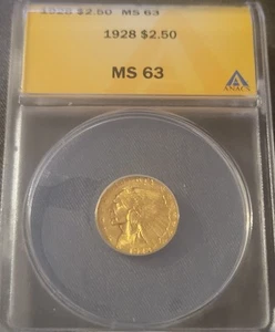 1928 MS63 ANACS $2.50 Gold Quarter Eagle Indian Head - Picture 1 of 4