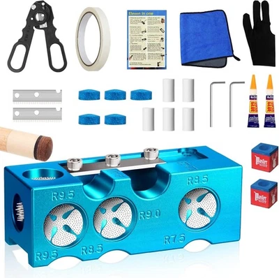 Kit de modelador y repuesto de puntas de taco de billar de aluminio 11 en 1, herramienta de accesorios de billar Foto 1 de 4
