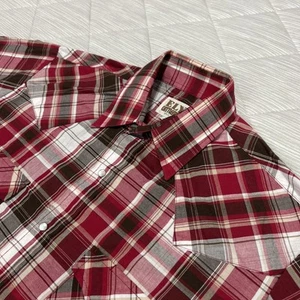 Ely Cattleman Pearl Snap Shirt Mens Medium Red Black Plaid Western Lightweight - Picture 1 of 11