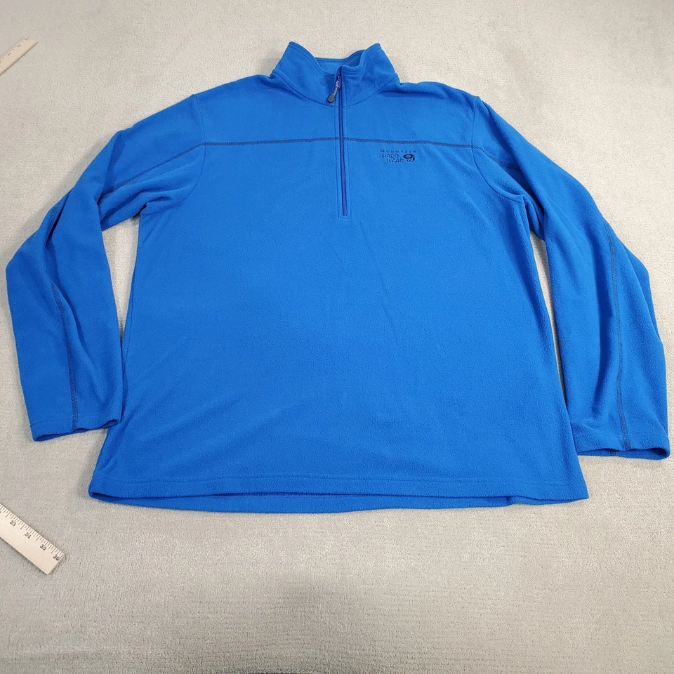 Pullover Mountain Hardwear 1/4 Cremallera Para Hombre Extra Grande Azul Polar Chaqueta Logotipo Simulado Foto 1 de 4