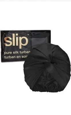 Turbante de seda pura SLIP - Preto | 100% seda amoreira, ultra macio e suave novo na caixa - Imagem 1 de 2