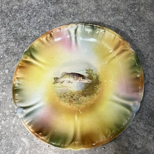 Franz Anton Mehlem Royal Bonn Germany Fish Pike Dinner Plate Antique 9” - Picture 1 of 6