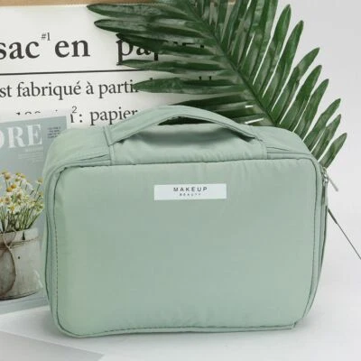 Bolsa de maquiagem profissional grande estojo cosmético alça de armazenamento organizador viagem EUA - Imagem 1 de 4