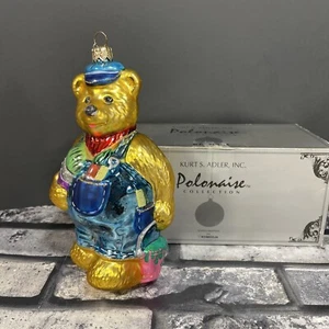 "Ornamento pittore orso polacco Kurt Adler vetro soffiato Komozja AP958 6 1/2" - Foto 1 di 19