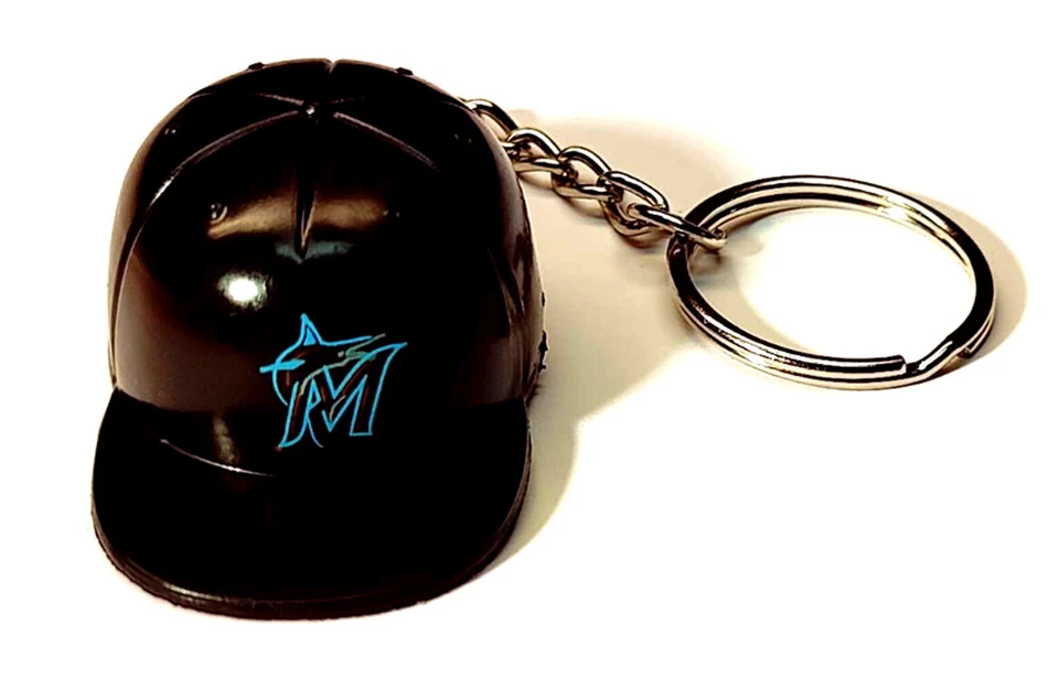 MIAMI MARLINS MLB KEYCHAIN PULL CAP HAT 2" LONG PLASTIC LICENSED BASEBALL - Image 1 of 1