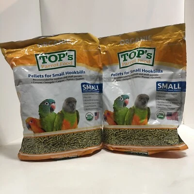 SMALL SIZE TOP'S Organic Parrot Pellet Food 8 Lbs Avian Bird Diet No Salt/Sugar