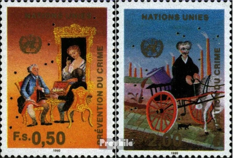 ONU-Ginebra 190-191 como nuevo/MNH 1990 Crimen Prev Foto 1 de 1