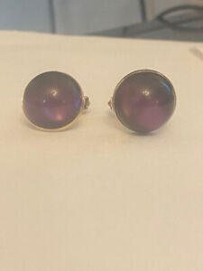 Vintage Anson Cuff link ( set of 3 ) Purple circle, Red Oval, PL Initials