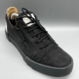 Guiseppe Zanotti The Shark Black Canvas Mens UK 10.5 Trainer Shoes Sneakers - Picture 1 of 9