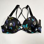 Victoria Secret 36A Bombshell Push Up Bikini-Oberteil Schmetterlingsdruck Glanzriemen
