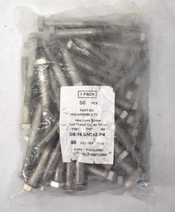 Hex Head Cap Screws Stainless Steel Half Coarse Thread 3/8"-16 UNC x 2-3/4" - Picture 1 of 5