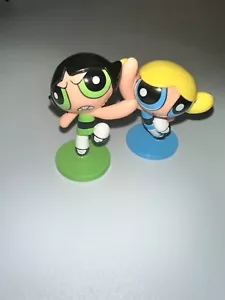 #25D CARTOON NETWORK POWERPUFF GIRLS 3” BUTTERCUP & BUBBLES CAKE TOP FIGURES - Picture 1 of 5