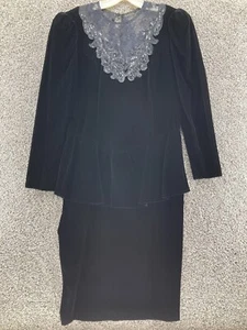 Vintage Scott McClintock Womens Sz 14Formal Black Maxi Dress Chiffon - Picture 1 of 9