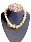 Perle choker 10 mm,12 mm,15 mm perles fermoir argent 13 pouces vintage voir photos