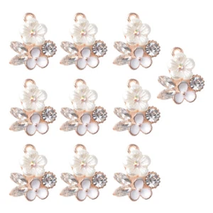 10x Decorative Craft Pearl Buttons Alloy Charms Flatback Pearl Embellishment - Picture 1 of 12