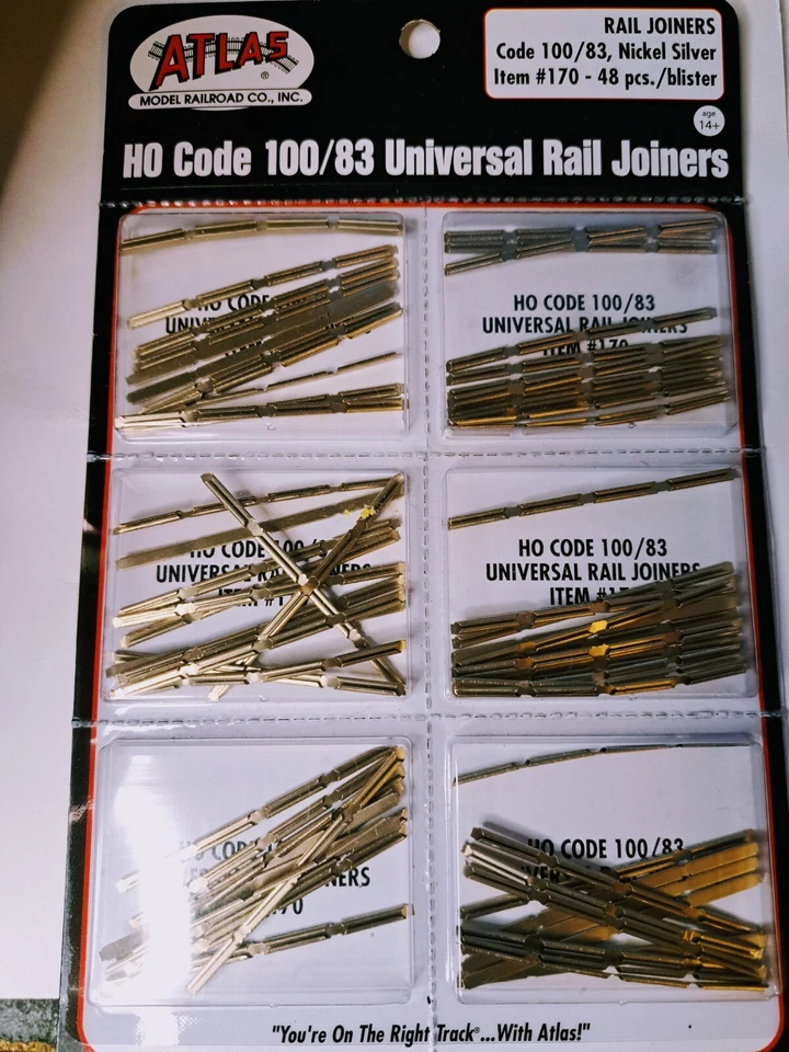 Atlas Railroad #170 Code 100/83 HO Rail Joiners Set Wholesale Lot of 288pcs - Image 1 of 1