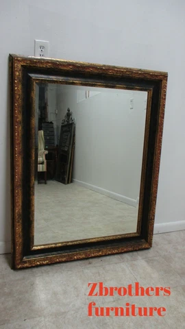 Vintage Large French Regency Carved Wood Frame Hanging Wall Mirror Cover