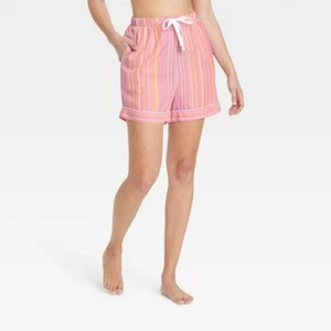Stars Above Pajama Shorts Womens Size Medium Stripe Pink Orange Lounge Cool NWT - Picture 1 of 10