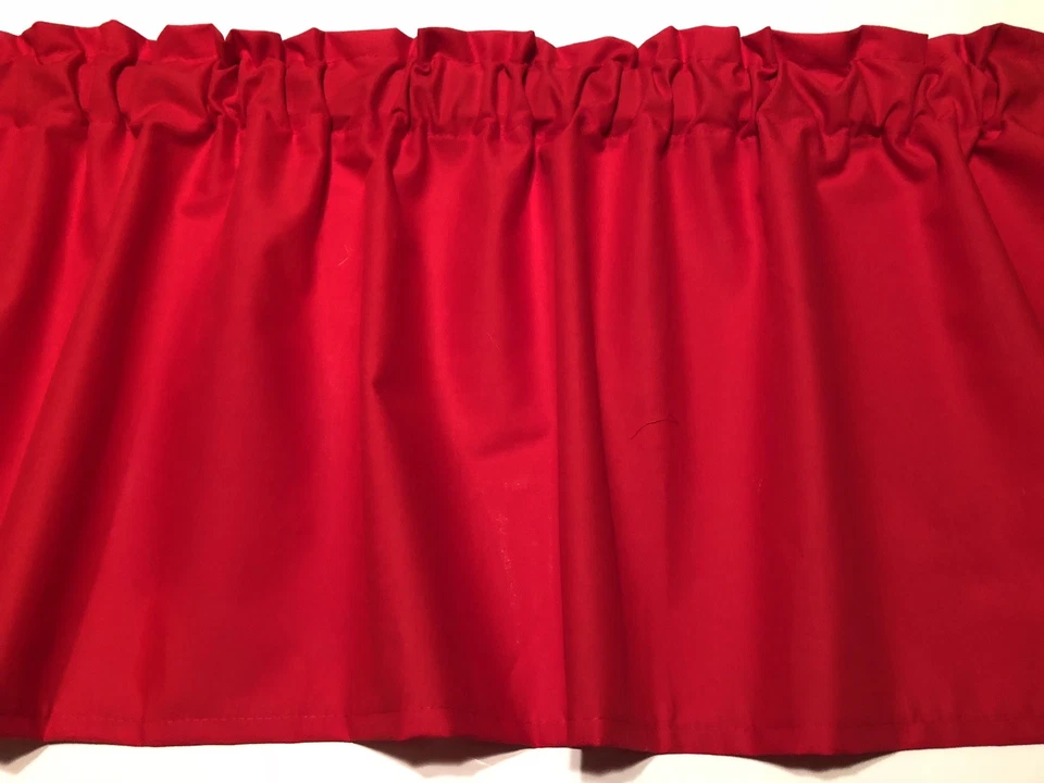 Solid Cherry Red Valance Cotton fabric 42"wide 14"L Bedroom Kitchen - Image 1 of 4