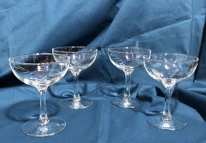 Set of 4 Mid Century Modern Sasaki Cut Crystal Wheat Cocktail Multi Sided Stems - Picture 1 of 9