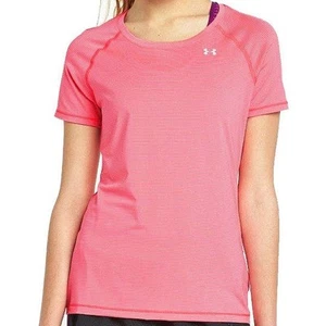 Under Armour S Women's Pink Alpha Stripe Fit T-Shirt BNWT 8-10 Heatgear RRP £25 - Picture 1 of 10