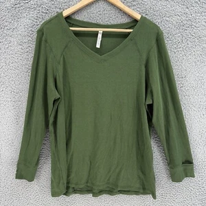 COZY Top camicia manica lunga scollo a V verde ultra leggero comodo donna 1X - Foto 1 di 8
