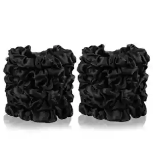 12 Pcs Black Satin Scrunchies, Soft Small Satin Silk Hair Ties for Women Thin Fi - Picture 1 of 2