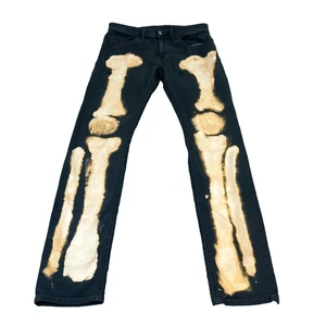 Diesel Mens Jeans 30 34 Slim Skinny Black Skelton Bones Halloween Tie-Dye - Picture 1 of 10
