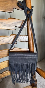 Cartera de cuero negra Patrisha Nash - Bandolera con flecos - Imagen 1 de 9