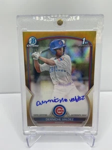 2023 BOWMAN DERNICHE VALDEZ RIFRATTORE ORO /50 1° CROMO PROSPETTO AUTO RC - Foto 1 di 2