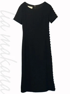 Gucci Wool Dress Short Sleeve Black Gold GG Logo Used - Image 1 of 4