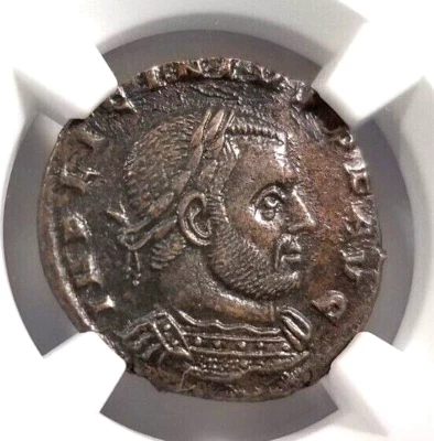 Licinio I Imperio Romano Nummus NGC AU Antigua Esfera Hombre Constantino Foto 1 de 4