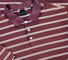 Dunning Golf Polo Large Adult Maroon White Stripe Short Sleeve Men Shirt Golfing