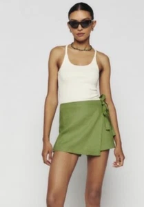 Corto de lino Reformation Ava talla 8 color VERDE $148 - Imagen 1 de 9