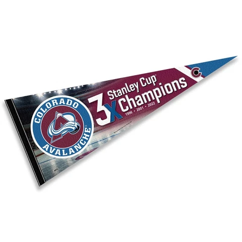 Colorado Avalanche 3 Time Stanley Cup Champions Pennant Flag Cover