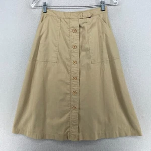 CENTURY OF BOSTON Skirt Girl's 10 Button Front Midi A-Line Flared Beige VTG - Picture 1 of 11
