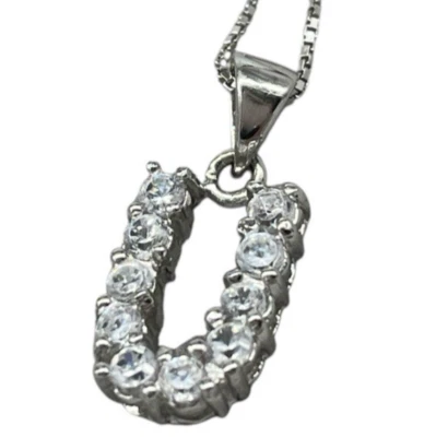 COLLANA DA DONNA LACCIO CHARM CIONDOLO LETTERA INIZIALE U PUNTILUCE ARGENTO 925 - Immagine 1 di 4