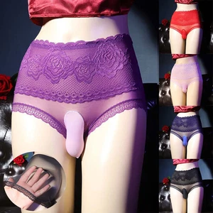 Hombres Bolsa Encaje Bragas Tanga Sexy Calzoncillos Transparentes Cómodos Color Puro ∷ - Imagen 1 de 21