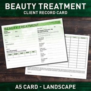 Beauty Client Record Card Consultation Form Treatment Salon Therapists A5 x50 - Picture 1 of 3