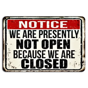 Notice: Vintage Rustic Closed Sign - Red and Black Accents - Picture 1 of 1