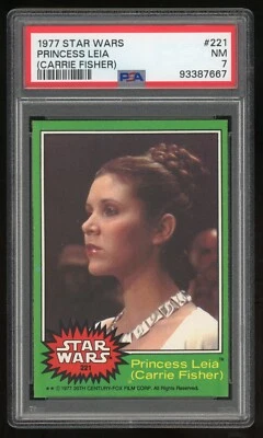 1977 Topps Star Wars Card #221 Princess Leia (Carrie Fisher) 4th (Green) PSA 7 - Image 1 of 2