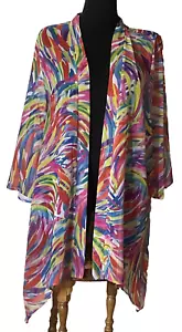 Vibrant Open Front Sheer Cover Up Jacket Made in the USA by Slinky Size Large - Picture 1 of 8